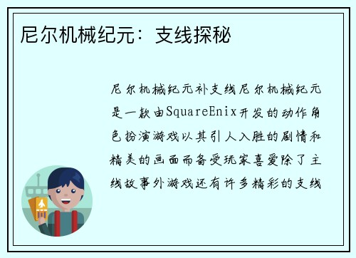 尼尔机械纪元：支线探秘